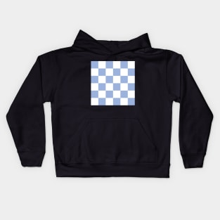 Sky blue and white checkerboard print Kids Hoodie